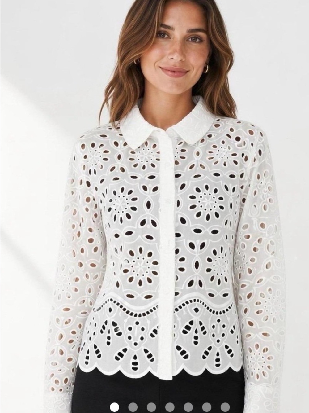 Vigoss White Eyelet Button-Down Shirt